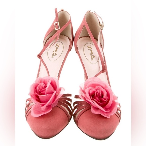 Sarah Jessica Parker T-Strap Canvas Pumps Size 11 - Picture 6 of 6